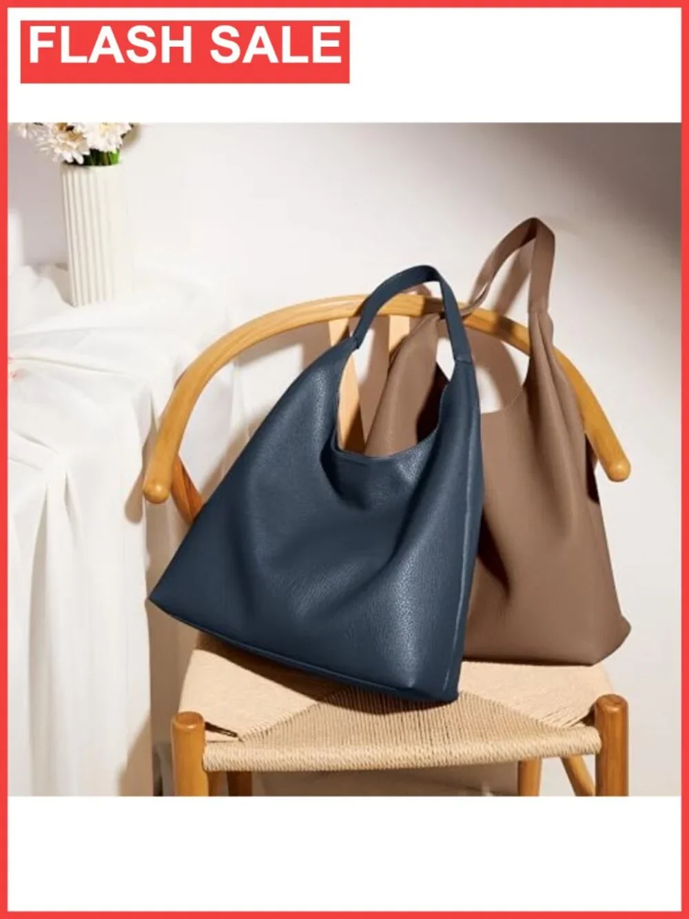 KALIDI Slouchy Hobo Bag Vegan Leather Everyday Tote Weekender